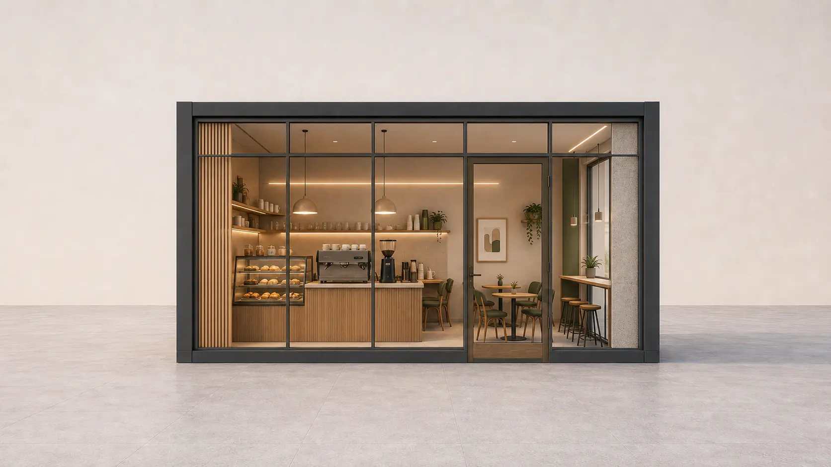 Módulo Flexpace configurado como cafeteria
